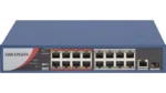 سويتش PoE هيكفيجن غير مُدار 16 منفذاً 100 Mbps بمدى طويل DS-3E0318P-E/M