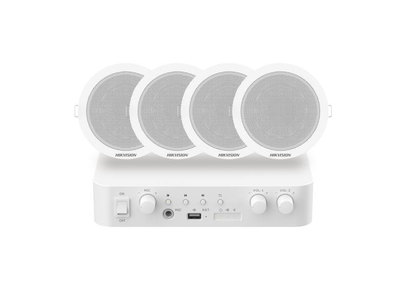 吸顶套包-标配---副本1 Hikvision DS-QAE1KA80206-4 80W hybrid network audio kit with amplifier and ceiling speakers - best price in Egypt