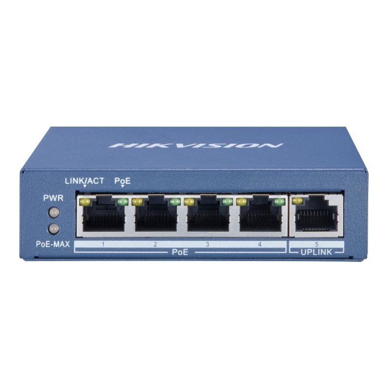 Hikvision DS-3E0505P-E/M 4-Port Gigabit PoE Switch – best price in Egypt | Speed4Trading